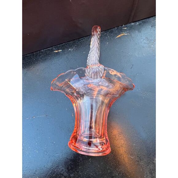 Vintage Pink Depression Glass Basket by Tiffin - Picture 7 of 9